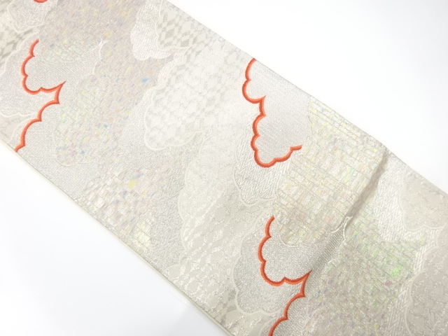 JAPANESE KIMONO / ANTIQUE FUKURO OBI / SILK / WOVEN CLOUD